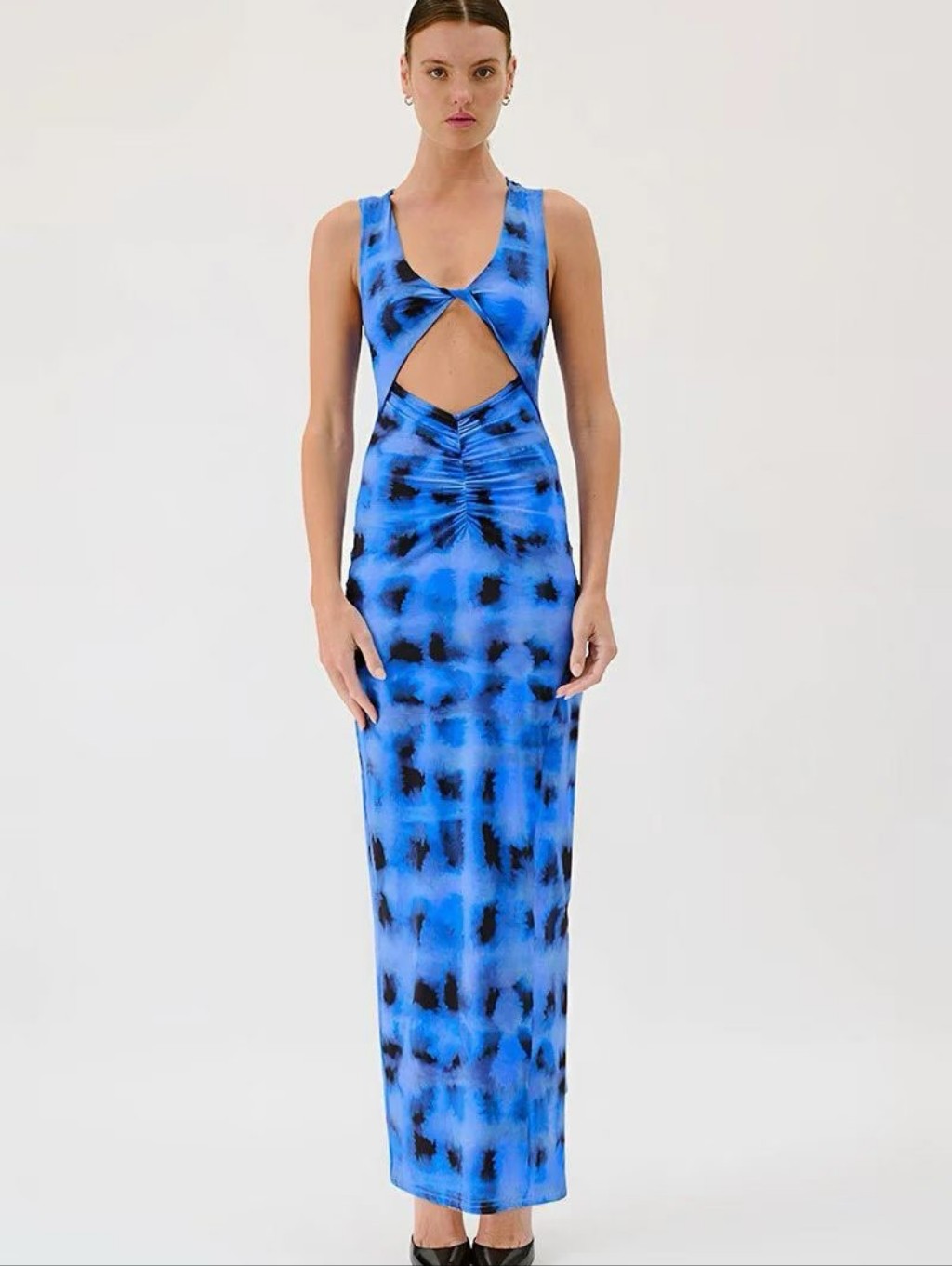 Suboo Shibori Sleeveless Reversible Twist Front Maxi - Blue
